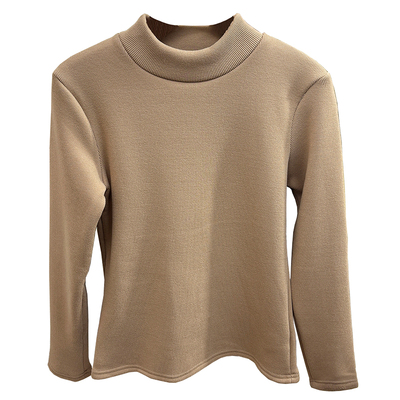 加绒加厚半高领打底衫女秋冬新款