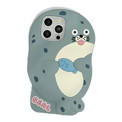 立体可爱卡通海豹适用苹果15promax手机壳创意趣味iphone16新款13小众12女款14pro硅胶13promax防摔11全包软