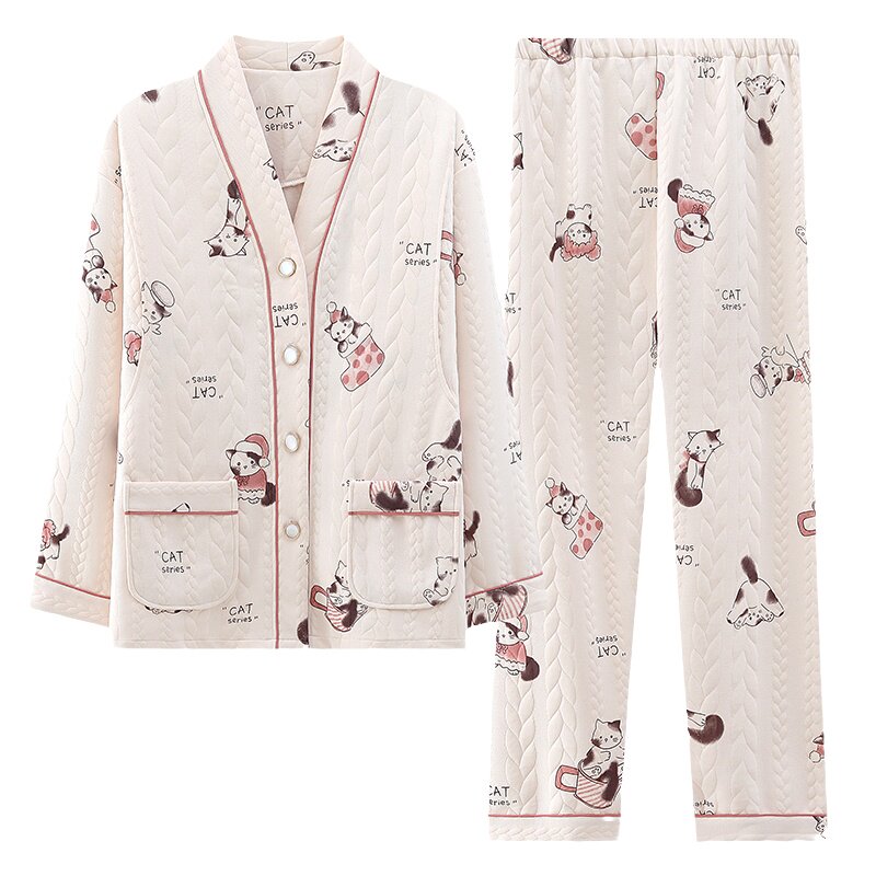 空气棉月子服冬季纯棉产后哺乳期孕妇睡衣秋冬款孕晚期产妇家居服