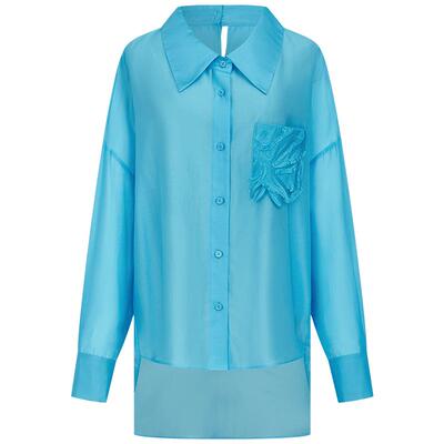 曼德诗通勤单排扣衬衫