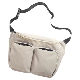 香港风牛津布多功能斜挎胸包男女大容量黑色多口袋休闲户外运动包