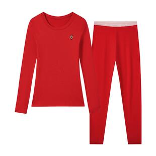 TeenieWeenie小熊红色秋衣女2025新款本命年纯棉秋冬保暖套装情侣