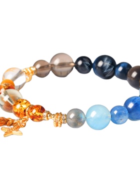 海蓝宝高级感黑曜石手链新