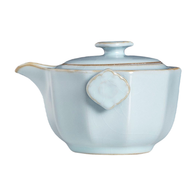 泥印高端汝窑单人旅行茶具