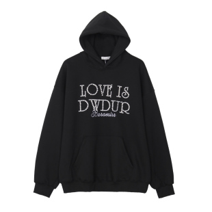 INGA美式复古小众设计感珍珠红色卫衣女秋冬款空气层上衣情侣外套