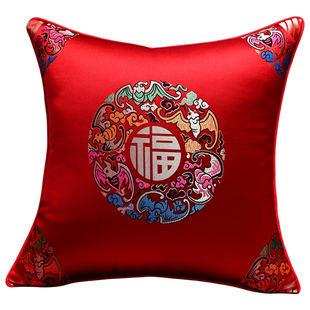 中式红木沙发抱枕靠垫中国风客厅靠枕实木椅子大靠背垫红色抱枕套