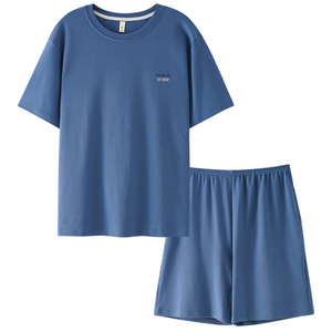 男士夏季纯棉可外穿家居服套装