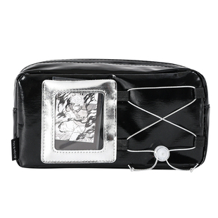 蓝果皮面痛笔袋透明双面笔袋皮质2025新款痛包小学生大容量小食量初中女孩款高颜值二次元风多层文具袋高中生