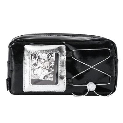 蓝果皮面痛笔袋透明双面笔袋皮质2025新款痛包小学生大容量小食量初中女孩款高颜值二次元风多层文具袋高中生