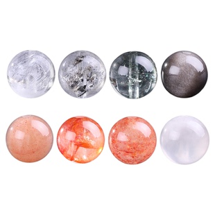 天然黑白雪花幽灵水晶散珠子diy配件多宝手串红胶花金太阳石单珠