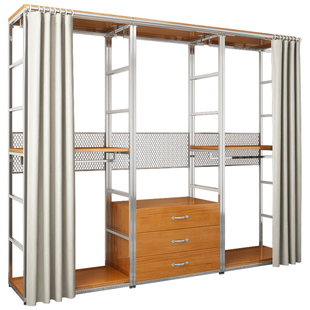 2026新款爆款实木金属衣柜卧室家用铁艺钢架结构全挂式定制衣帽间