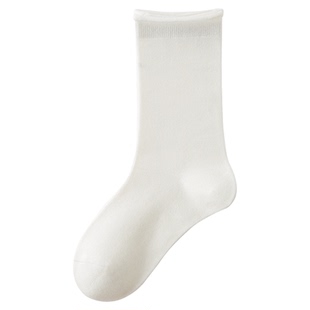 儿童袜子春夏薄款卷边中筒袜中大童无骨学生袜女童韩系黑白堆堆袜