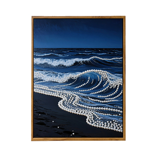 轻奢高级感海浪珍珠画DIY材料全套海滩手工客厅玄关风景装饰挂画