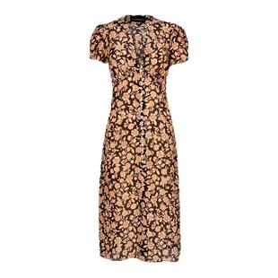 【现货】About Reformation连衣裙单排扣法式复古碎花深v小众茶歇