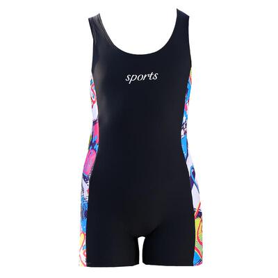 中大童连体平角速干专业比赛泳装