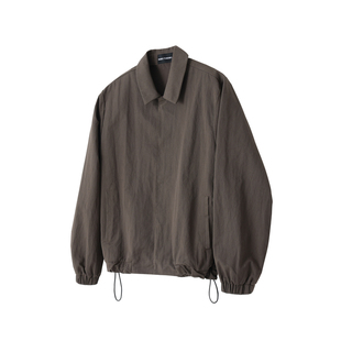 【抽绳下摆】REBELTOREBEL 锦棉混纺咖褐色/隐藏纽扣通勤夹克外套