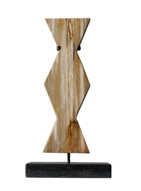 现代简约样板间书房书柜几何高级感天然木化石软装饰品石头小摆件