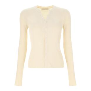 wana try修身v领显瘦简约针织衫2025夏季新品浅黄色韩系针织开衫