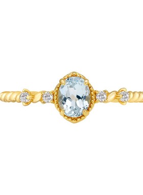 日系复古S925银天空蓝托帕戒指