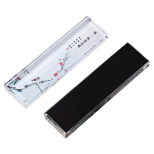 竞雅水晶玻璃镇纸镇尺国风创意彩绘书法镇纸摆件压纸压书文房四宝书法专用镇尺高颜值送礼佳品