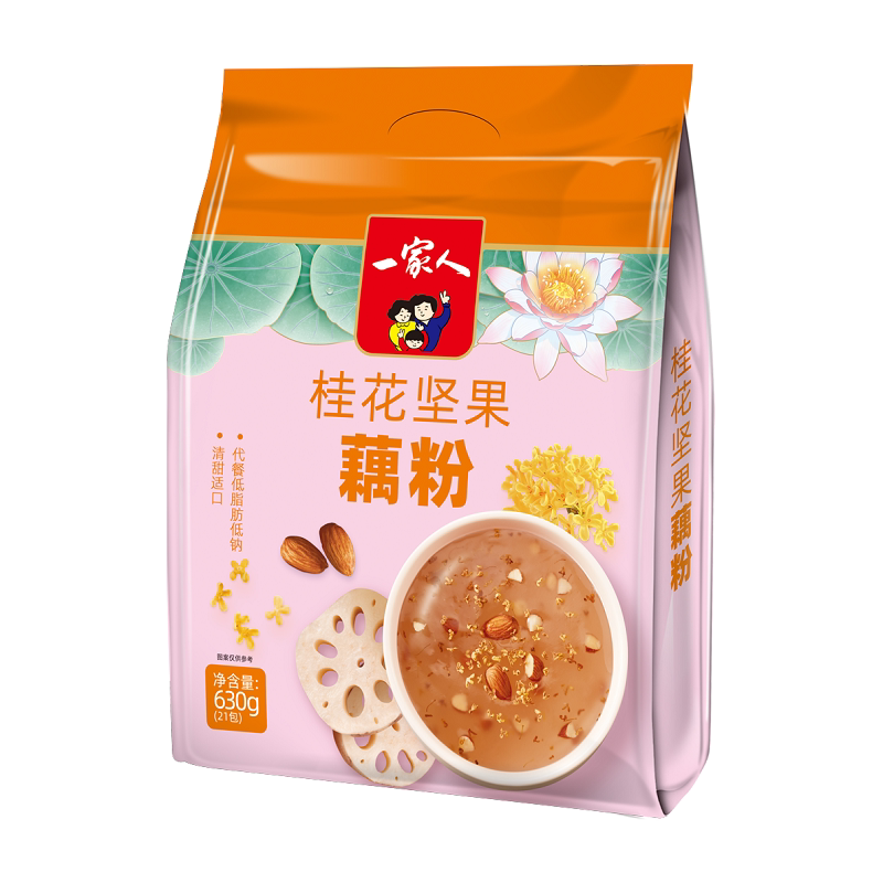 一家人藕粉速溶桂花坚果水果藕粉羹即食营养早餐630g(21小包)