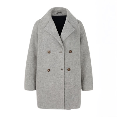 2025春秋新款小个子双面羊毛大衣中长款双排扣西装领宽松毛呢外套