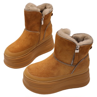 厚底雪地靴女冬季马丁靴加绒保暖靴子防滑棉鞋内增高女鞋毛绒短靴