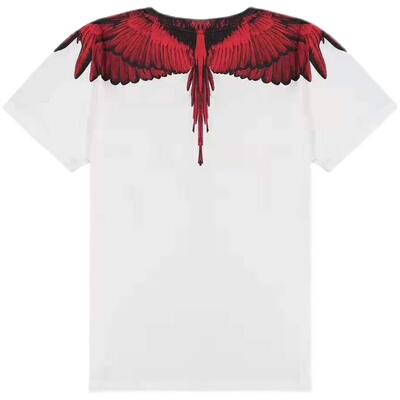 翅膀红色宽松情侣男女款短袖T恤