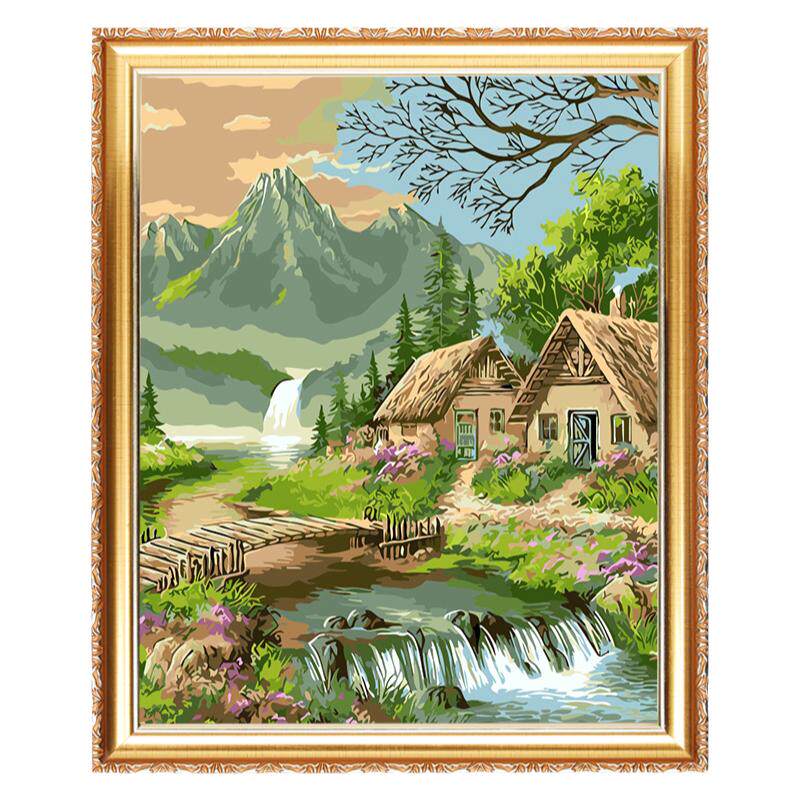 欧式数字油画diy风景填色油彩画