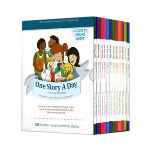365个英文故事会 one story a day for beginners每天睡前一个小故事 one story a day 小学初中版儿童磨耳朵英语读物12本装
