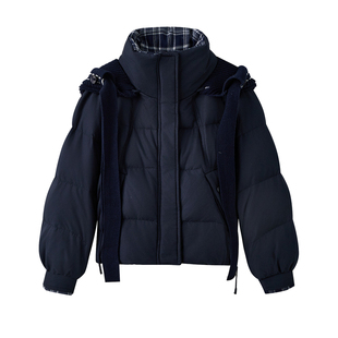 ERAL艾莱依羽绒服女短款2025冬新款潮流宽松保暖白鸭绒外套小个子