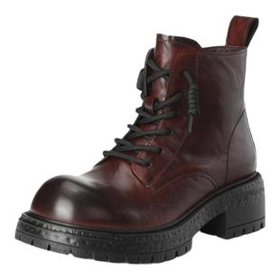 新款英伦风厚底马丁靴女冬季爆款复古擦色加绒保暖小个子短靴