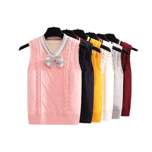 女童马甲毛衣学生衣服女孩冬装新款加厚保暖洋气大童儿童针织背心