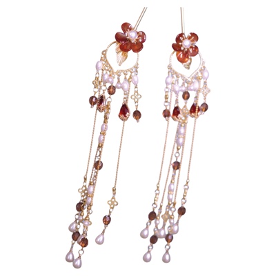 格格间红水晶琉璃发簪唐风百搭