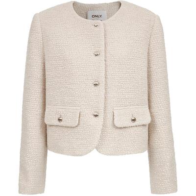 ONLY正肩口袋装饰小香风毛呢外套