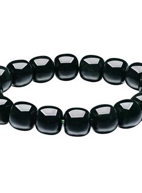 六桂福墨绿和田玉手串光面莹透