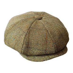 英伦风格纹粗花呢八角帽男女百搭美式复古春秋报童帽子情侣画家帽
