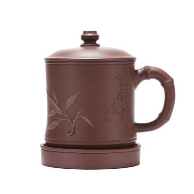 纯手工大容量竹节紫砂杯宜兴原矿