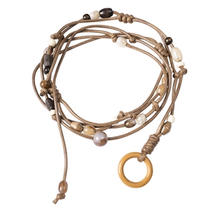 IDPAN编织腰带民族风串珠腰链腰绳氛围感配饰26春季新款