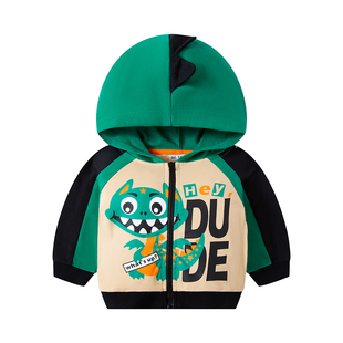 be top童装2024秋季新品男童卡通连帽外套儿童洋气上衣纯棉保暖衫