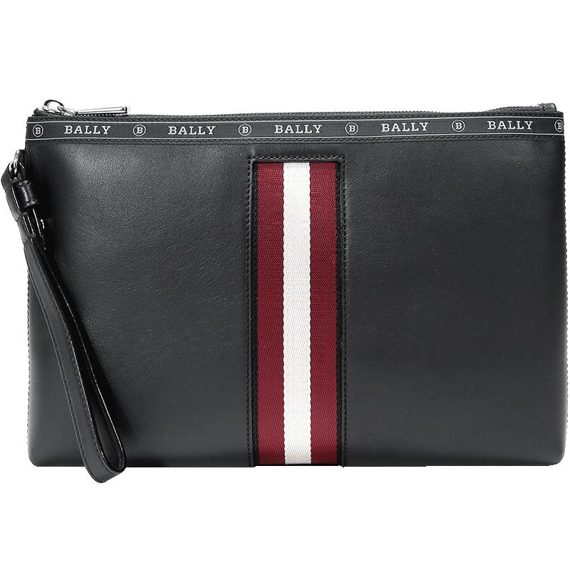 【自营】Bally/巴利男士牛皮革手拿包 HARTLAND时尚条纹拉链