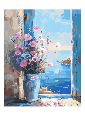 数字油画diy手绘填充手工手绘画画填色肌理画涂色油彩画 花间拾光