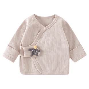 木植新生儿半背衣四季a类纯棉初生婴儿衣服宝宝上衣爬服和尚服