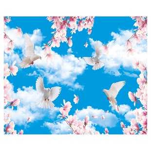 房间顶部吊顶蓝天白云自粘墙贴画室内天花板创意自粘遮丑装饰画