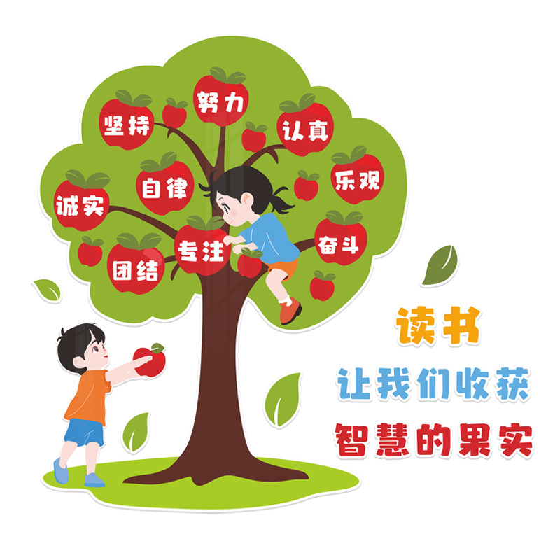智慧树读书角小学教室布置墙贴纸