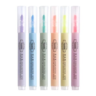 得力荧光标记笔学生用彩色记号粗划重点大容量银光粗头做笔记彩笔