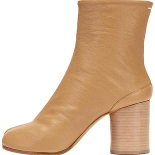 Maison Margiela马吉拉Tabi分趾羊皮革中筒靴子女高跟鞋8cm