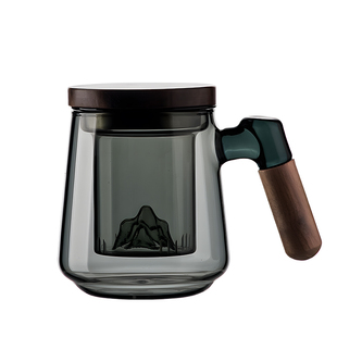 茶皇子办公室泡茶杯茶水分离高档玻璃茶杯带把手男女士专用花茶杯