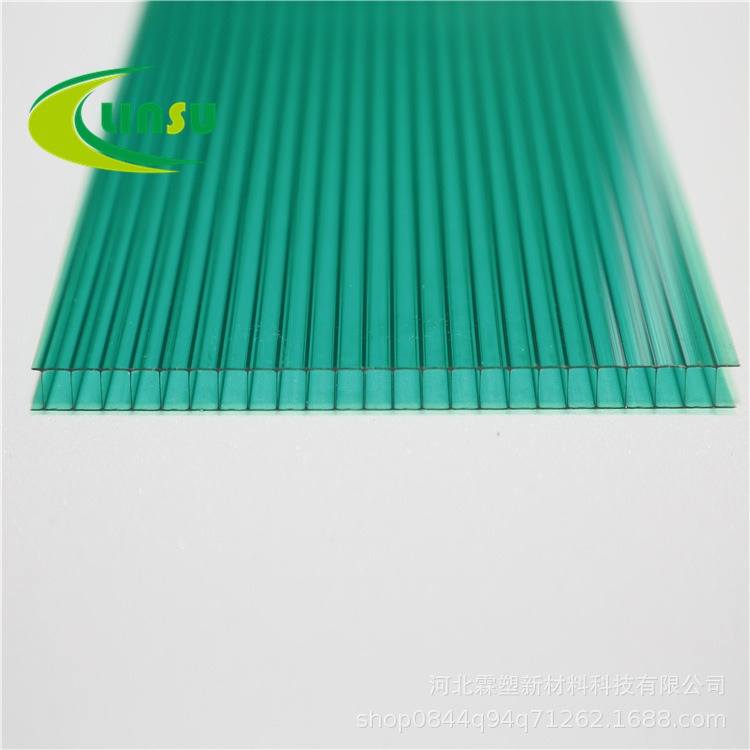 pc阳光板河北透明车棚大棚阳光板中空湖蓝10mm茶色十年双层板