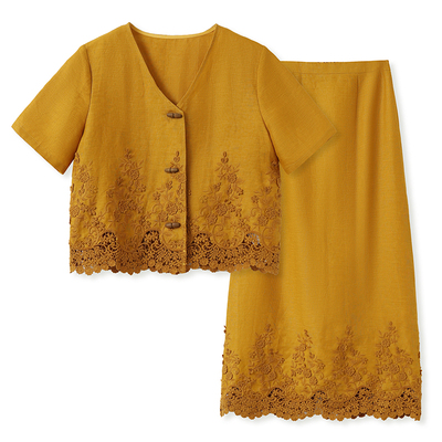 国风新中式蕾丝上衣半裙两件套女